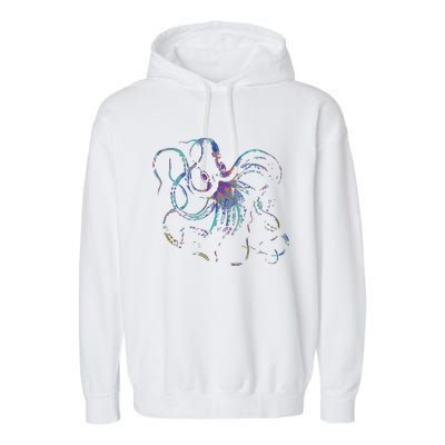 Psychedelic Octopus Kraken Garment-Dyed Fleece Hoodie