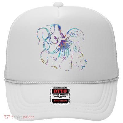 Psychedelic Octopus Kraken High Crown Mesh Back Trucker Hat