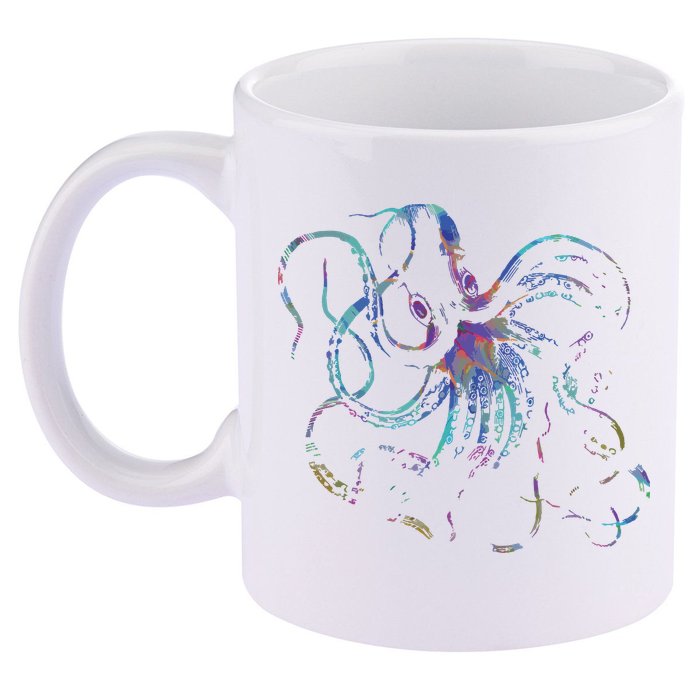 Psychedelic Octopus Kraken 11oz C Handle Ceramic Mug