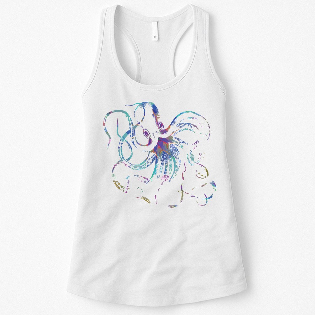 Psychedelic Octopus Kraken Womens Tank Top