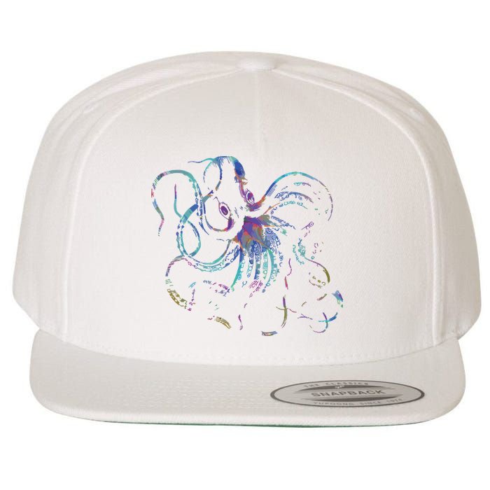 Psychedelic Octopus Kraken Wool Snapback Cap