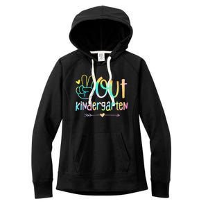 Peace Out Kindergarten Tie Dye Last Day Of School Women's Fleece Hoodie