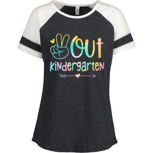 Peace Out Kindergarten Tie Dye Last Day Of School Enza Ladies Jersey Colorblock Tee