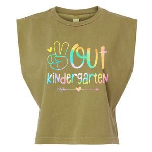 Peace Out Kindergarten Tie Dye Last Day Of School Garment-Dyed Women's Muscle Tee