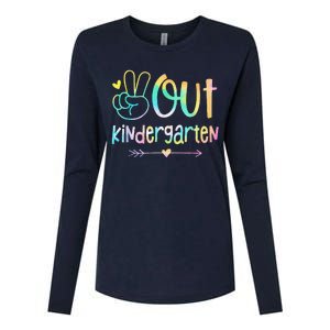 Peace Out Kindergarten Tie Dye Last Day Of School Womens Cotton Relaxed Long Sleeve T-Shirt