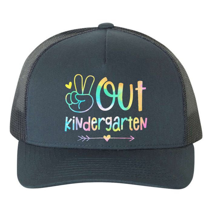 Peace Out Kindergarten Tie Dye Last Day Of School Yupoong Adult 5-Panel Trucker Hat