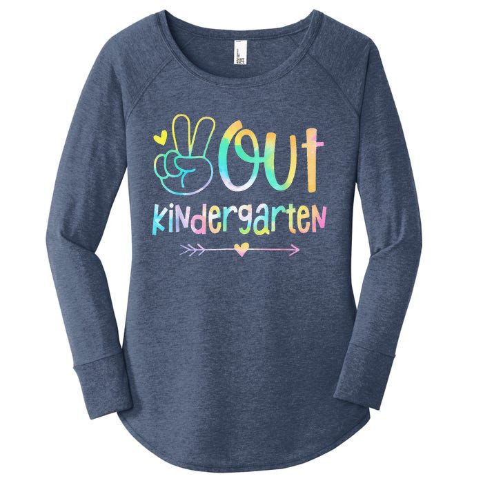 Peace Out Kindergarten Tie Dye Last Day Of School Women's Perfect Tri Tunic Long Sleeve Shirt