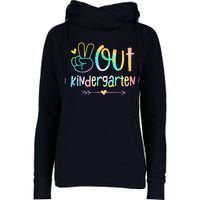 Peace Out Kindergarten Tie Dye Last Day Of School Womens Funnel Neck Pullover Hood