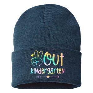 Peace Out Kindergarten Tie Dye Last Day Of School Sustainable Knit Beanie