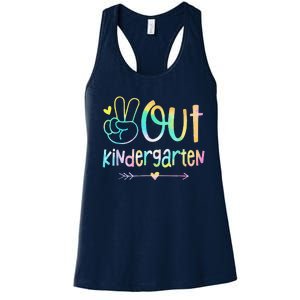 Peace Out Kindergarten Tie Dye Last Day Of School Women's Racerback Tank