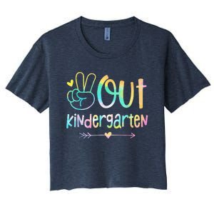 Peace Out Kindergarten Tie Dye Last Day Of School Women's Crop Top Tee