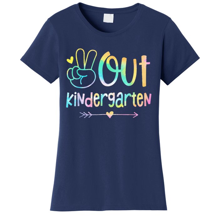 Peace Out Kindergarten Tie Dye Last Day Of School Women's T-Shirt