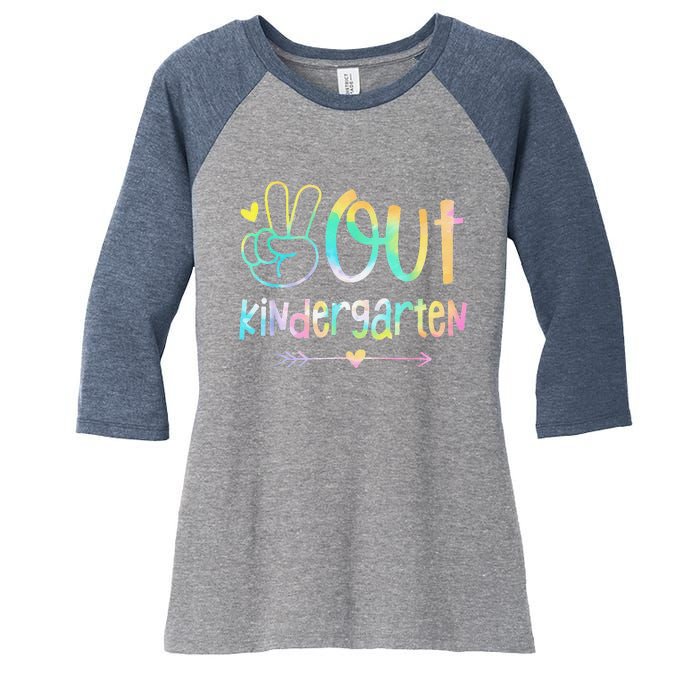 Peace Out Kindergarten Tie Dye Last Day Of School Women's Tri-Blend 3/4-Sleeve Raglan Shirt