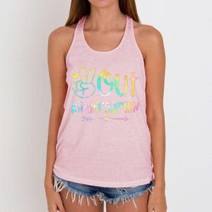 Peace Out Kindergarten Tie Dye Last Day Of School Women's Knotted Racerback Tank