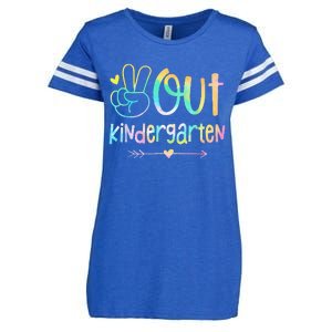 Peace Out Kindergarten Tie Dye Last Day Of School Enza Ladies Jersey Football T-Shirt