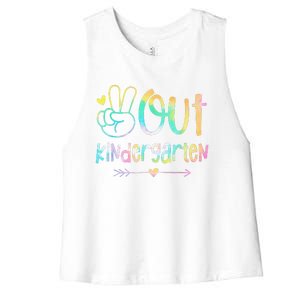 Peace Out Kindergarten Tie Dye Last Day Of School Women's Racerback Cropped Tank