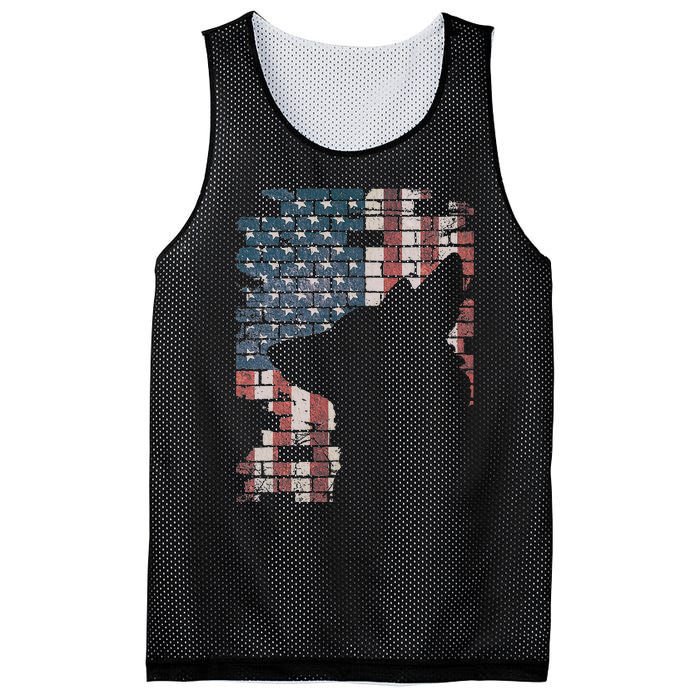 Police Officer K9 Dog Shep PD American Flag Silhouette Print Mesh Reversible Basketball Jersey Tank