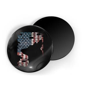 Police Officer K9 Dog Shep PD American Flag Silhouette Print Magnet