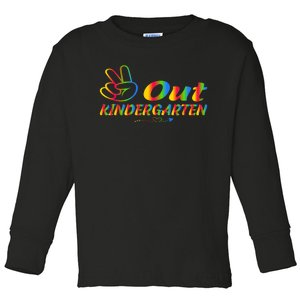 Peace Out Kindergarten Last Day Of Kindergarten Teacher Toddler Long Sleeve Shirt