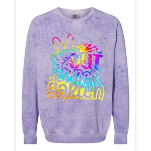 Peace Out Kindergarten Graduation Last Day Of School Tie Dye Colorblast Crewneck Sweatshirt