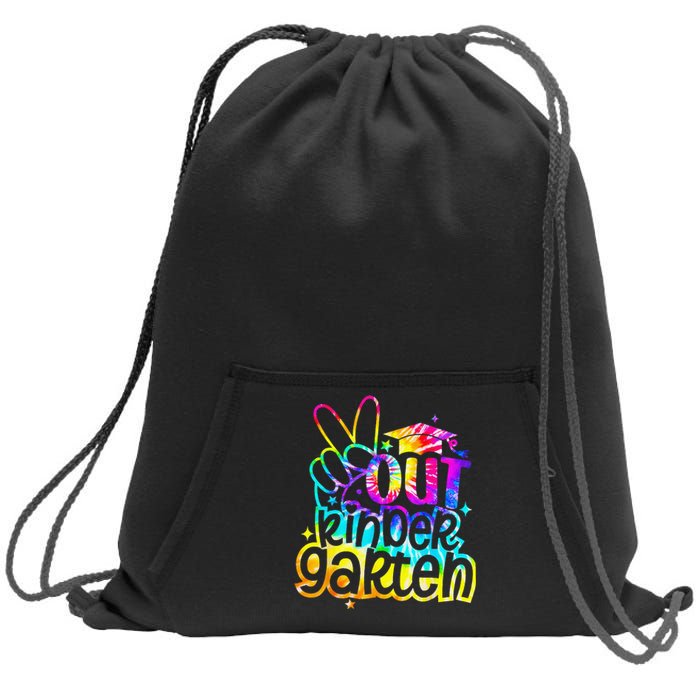 Peace Out Kindergarten Graduation Last Day Of School Tie Dye Sweatshirt Cinch Pack Bag