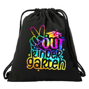 Peace Out Kindergarten Graduation Last Day Of School Tie Dye Drawstring Bag