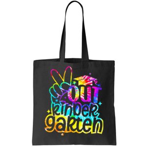 Peace Out Kindergarten Graduation Last Day Of School Tie Dye Tote Bag