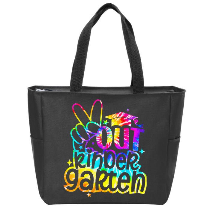 Peace Out Kindergarten Graduation Last Day Of School Tie Dye Zip Tote Bag