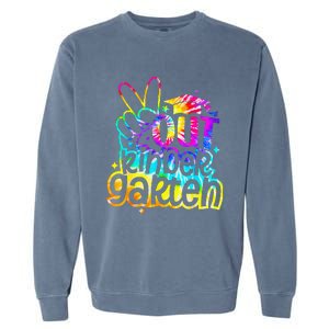 Peace Out Kindergarten Graduation Last Day Of School Tie Dye Garment-Dyed Sweatshirt