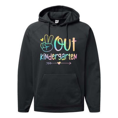 Peace Out Kindergarten Tie Dye Last Day of School Performance Fleece Hoodie