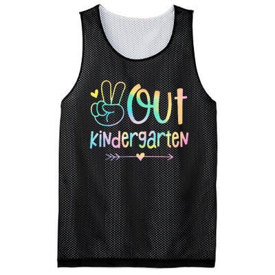 Peace Out Kindergarten Tie Dye Last Day of School Mesh Reversible Basketball Jersey Tank