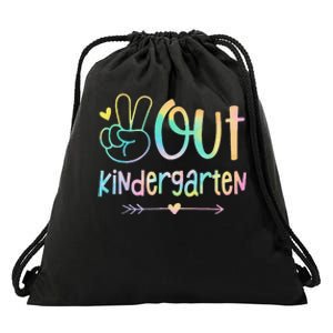 Peace Out Kindergarten Tie Dye Last Day of School Drawstring Bag