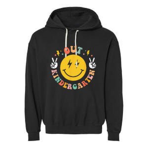 Peace Out Kindergarten Tie Dye Last Day of School Garment-Dyed Fleece Hoodie