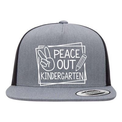 Peace Out Kindergarten Last Day Of School Summer Break Flat Bill Trucker Hat