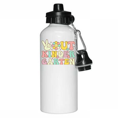 Peace Out Kindergarten Retro Graduation Last Day Of School Aluminum Water Bottle