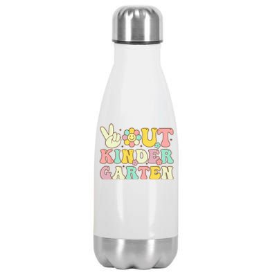 Peace Out Kindergarten Retro Graduation Last Day Of School Stainless Steel Insulated Water Bottle