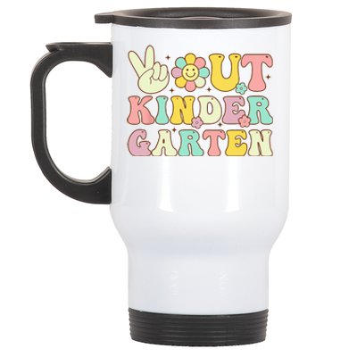 Peace Out Kindergarten Retro Graduation Last Day Of School Stainless Steel Travel Mug