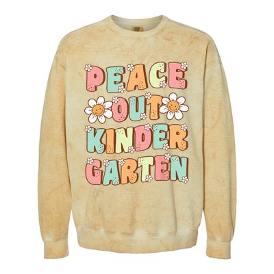 Peace Out Kindergarten Cute Groovy Last Day of Kindergarten Colorblast Crewneck Sweatshirt