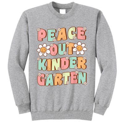 Peace Out Kindergarten Cute Groovy Last Day of Kindergarten Tall Sweatshirt