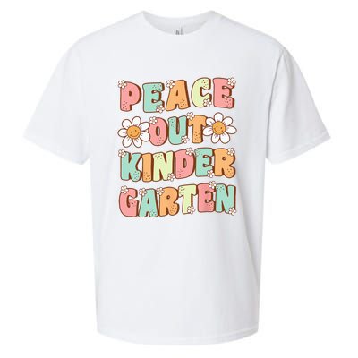 Peace Out Kindergarten Cute Groovy Last Day of Kindergarten Sueded Cloud Jersey T-Shirt