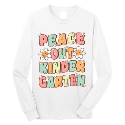 Peace Out Kindergarten Cute Groovy Last Day of Kindergarten Long Sleeve Shirt