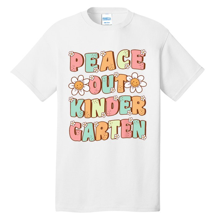 Peace Out Kindergarten Cute Groovy Last Day of Kindergarten Tall T-Shirt