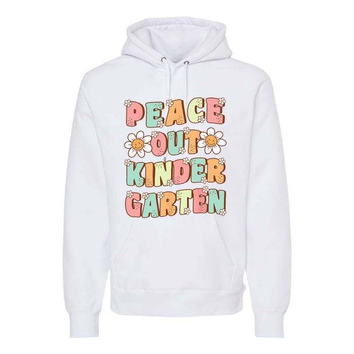 Peace Out Kindergarten Cute Groovy Last Day of Kindergarten Premium Hoodie