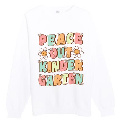 Peace Out Kindergarten Cute Groovy Last Day of Kindergarten Premium Crewneck Sweatshirt