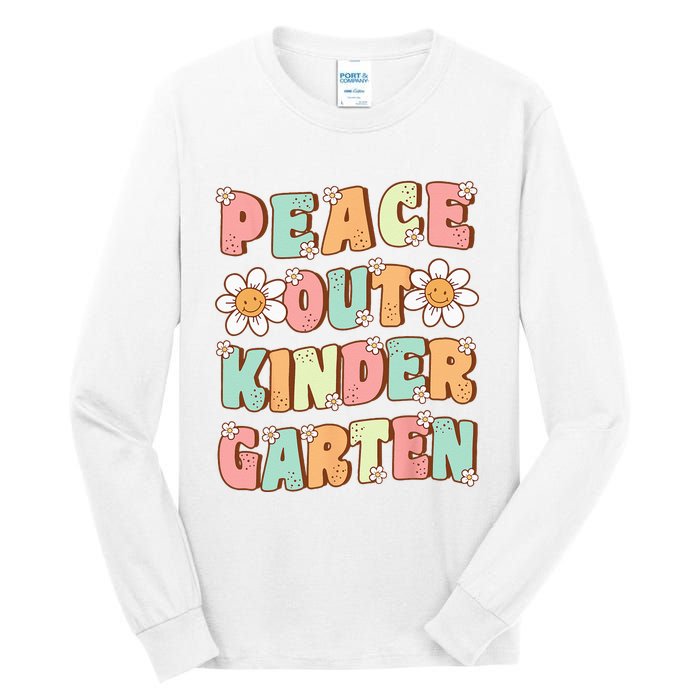 Peace Out Kindergarten Cute Groovy Last Day of Kindergarten Tall Long Sleeve T-Shirt