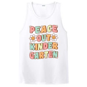 Peace Out Kindergarten Cute Groovy Last Day of Kindergarten PosiCharge Competitor Tank