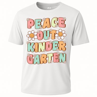 Peace Out Kindergarten Cute Groovy Last Day of Kindergarten Cooling Performance Crew T-Shirt