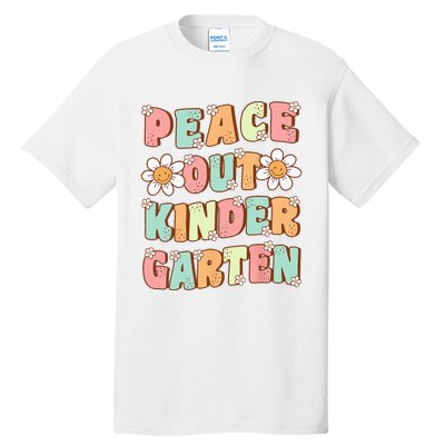 Peace Out Kindergarten Cute Groovy Last Day of Kindergarten Tall T-Shirt