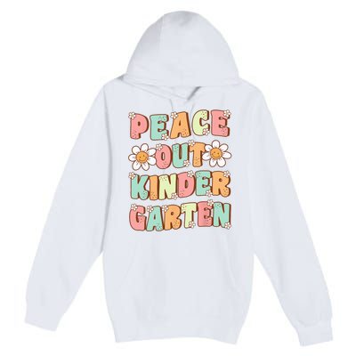 Peace Out Kindergarten Cute Groovy Last Day of Kindergarten Premium Pullover Hoodie