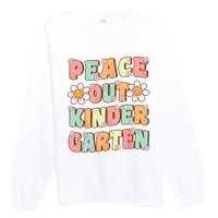 Peace Out Kindergarten Cute Groovy Last Day of Kindergarten Premium Crewneck Sweatshirt